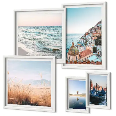 Modernes Wandbilder-Set mit bezauberndem Meerblick