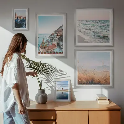 Modernes Wandbilder-Set mit bezauberndem Meerblick