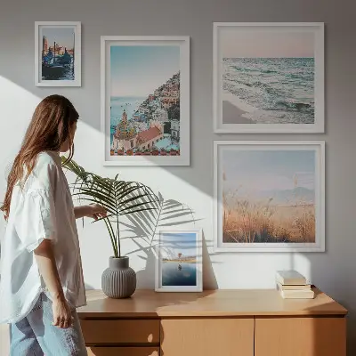 Modernes Wandbilder-Set mit bezauberndem Meerblick