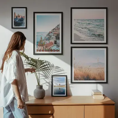 Modernes Wandbilder-Set mit bezauberndem Meerblick