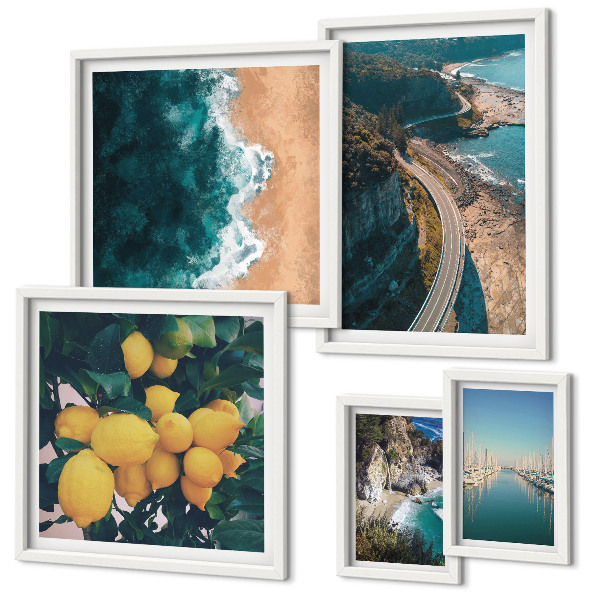 Modernes wandbilder-set Strandlandschaften Zitrusfrüchte