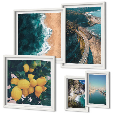 Modernes wandbilder-set Strandlandschaften Zitrusfrüchte