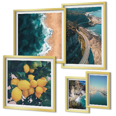 Modernes wandbilder-set Strandlandschaften Zitrusfrüchte