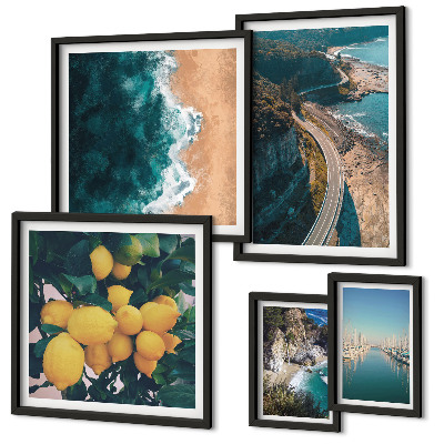 Modernes wandbilder-set Strandlandschaften Zitrusfrüchte