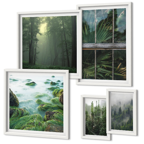Modernes wandbilder-set Grüne Landschaften, Wälder, Vegetation