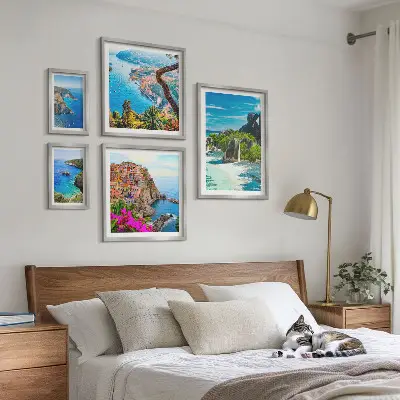 Modernes Wandbilderset mit Motiven von Küstenlandschaften