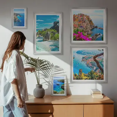 Modernes Wandbilderset mit Motiven von Küstenlandschaften