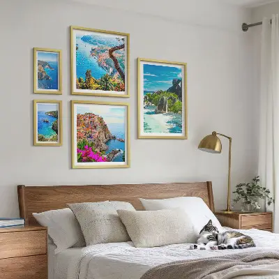 Modernes Wandbilderset mit Motiven von Küstenlandschaften