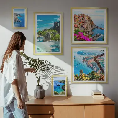 Modernes Wandbilderset mit Motiven von Küstenlandschaften