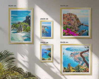 Modernes Wandbilderset mit Motiven von Küstenlandschaften