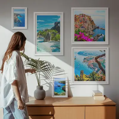 Modernes Wandbilderset mit Motiven von Küstenlandschaften