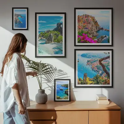 Modernes Wandbilderset mit Motiven von Küstenlandschaften