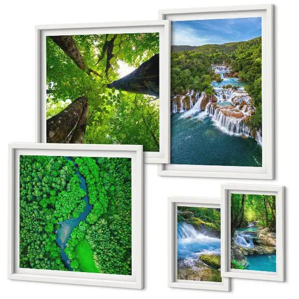 Bildergalerie-Set für die Wand Wasserfälle und grüne Landschaften