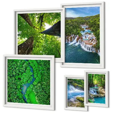 Bildergalerie-Set für die Wand Wasserfälle und grüne Landschaften