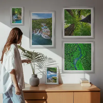 Bildergalerie-Set für die Wand Wasserfälle und grüne Landschaften
