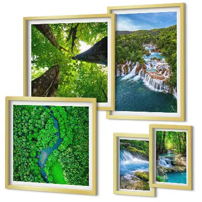 Bildergalerie-Set für die Wand Wasserfälle und grüne Landschaften