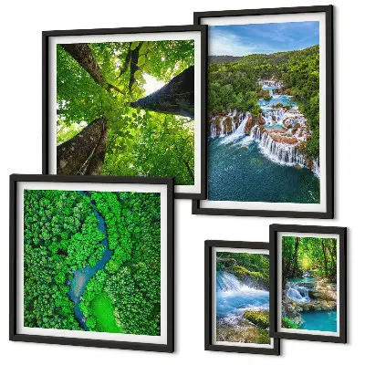 Bildergalerie-Set für die Wand Wasserfälle und grüne Landschaften