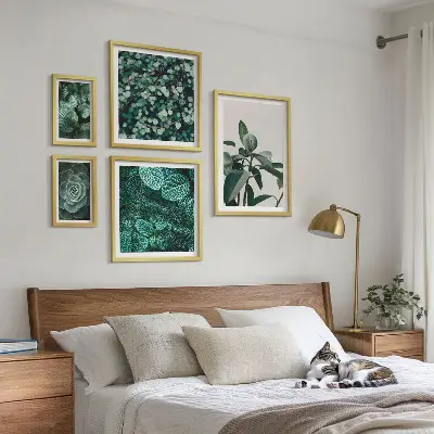 Bildergalerien-Set für die Wand mit botanischen Motiven grüner Blätter