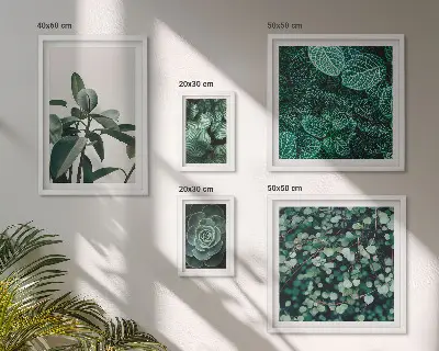 Bildergalerien-Set für die Wand mit botanischen Motiven grüner Blätter