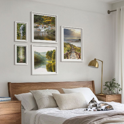 Modernes wandbilder-set Naturlandschaften, Wasserfälle, Waldwege