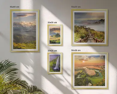 Bildergalerie-Set für die Wand mit Berglandschaften und Wasserfällen