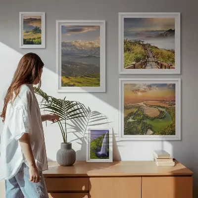 Bildergalerie-Set für die Wand mit Berglandschaften und Wasserfällen