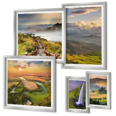 Bildergalerie-Set für die Wand mit Berglandschaften und Wasserfällen