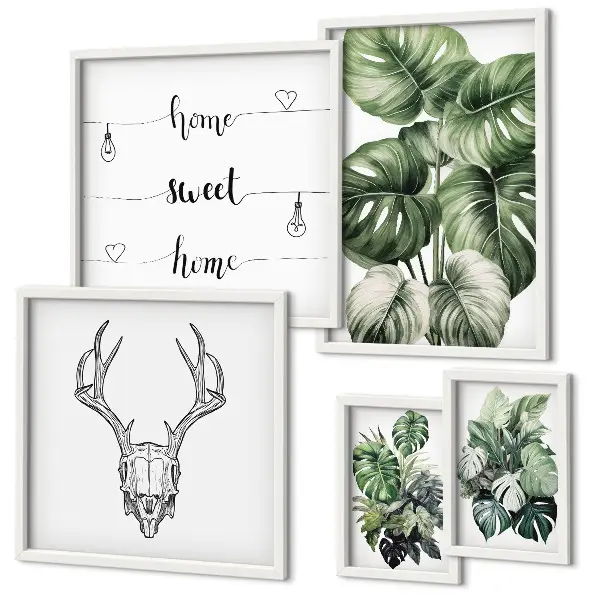 Modernes Wandbilder-Set mit Pflanzenmotiven und Naturbezug
