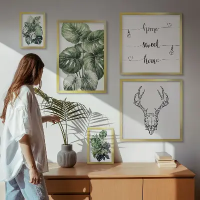 Modernes Wandbilder-Set mit Pflanzenmotiven und Naturbezug
