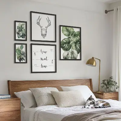Modernes Wandbilder-Set mit Pflanzenmotiven und Naturbezug