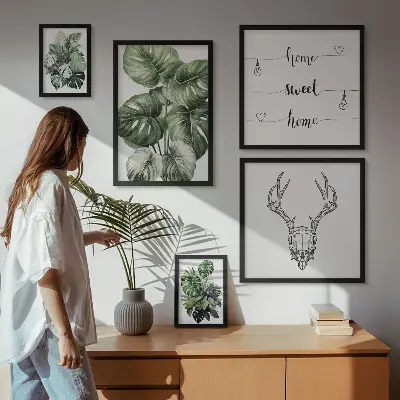 Modernes Wandbilder-Set mit Pflanzenmotiven und Naturbezug