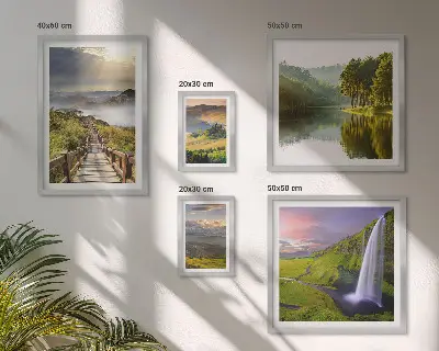 Bilderset fürs Sofa mit Motiven von Landschaften, Wasserfällen und Bergen