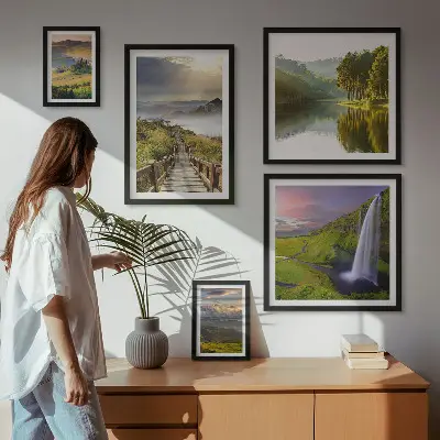 Bilderset fürs Sofa mit Motiven von Landschaften, Wasserfällen und Bergen