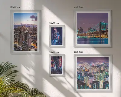 Modernes Wandbilder-Set nächtliche Stadtansichten mit Neonlichtern