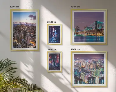 Modernes Wandbilder-Set nächtliche Stadtansichten mit Neonlichtern