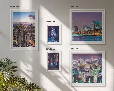 Modernes Wandbilder-Set nächtliche Stadtansichten mit Neonlichtern