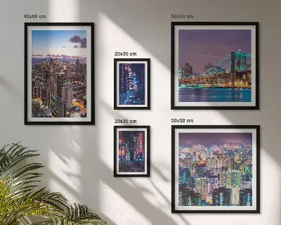 Modernes Wandbilder-Set nächtliche Stadtansichten mit Neonlichtern