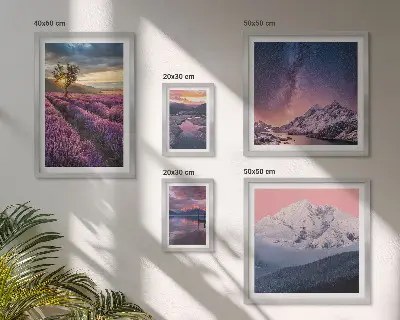 Bilderset fürs Sofa mit Naturlandschaften und Lavendelbergen