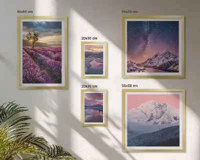 Bilderset fürs Sofa mit Naturlandschaften und Lavendelbergen