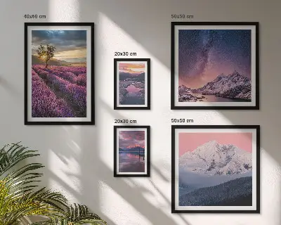 Bilderset fürs Sofa mit Naturlandschaften und Lavendelbergen