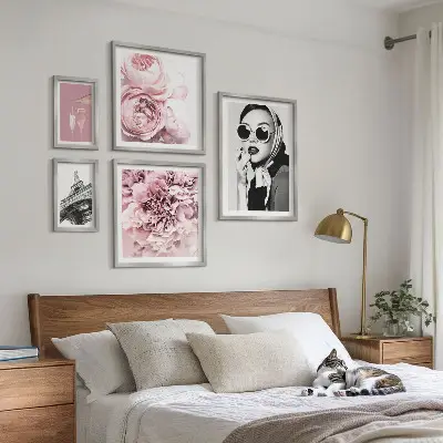 Bilderset fürs Sofa stilvolle Rosenblüten-Porträts
