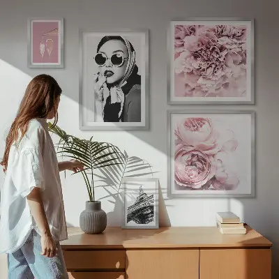 Bilderset fürs Sofa stilvolle Rosenblüten-Porträts