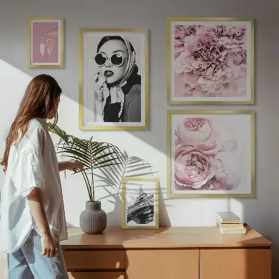 Bilderset fürs Sofa stilvolle Rosenblüten-Porträts