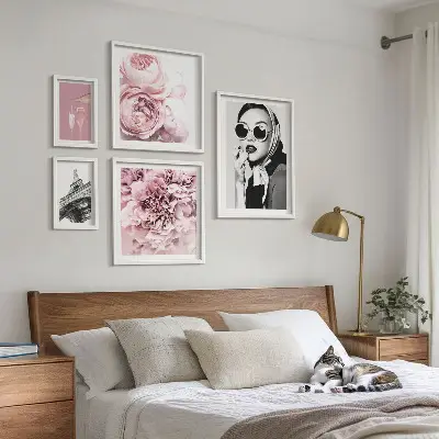 Bilderset fürs Sofa stilvolle Rosenblüten-Porträts