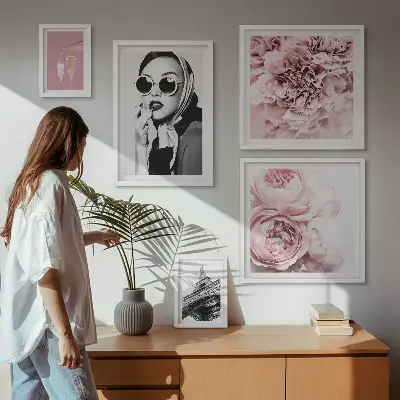 Bilderset fürs Sofa stilvolle Rosenblüten-Porträts
