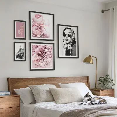 Bilderset fürs Sofa stilvolle Rosenblüten-Porträts