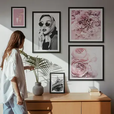 Bilderset fürs Sofa stilvolle Rosenblüten-Porträts