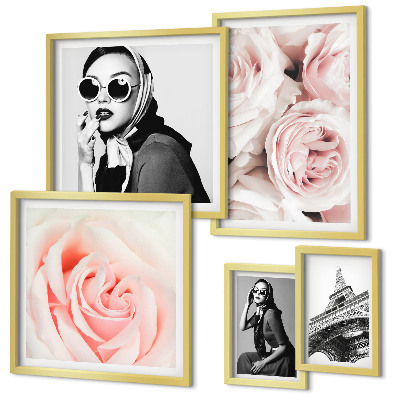 Bildergalerie-set für die wand Stilvolle Porträts von Rosen auf elegante Weise