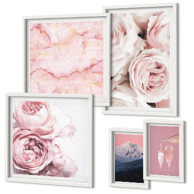Modernes wandbilder-set Elegante Akzente aus rosa Blüten