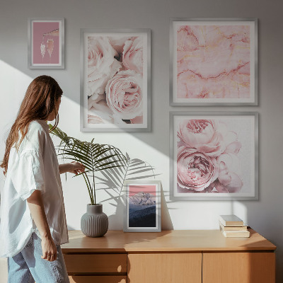 Modernes wandbilder-set Elegante Akzente aus rosa Blüten